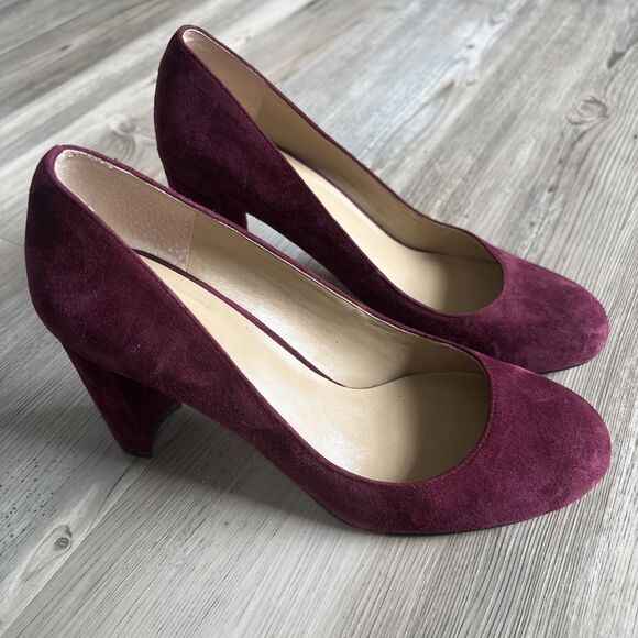 Ann Taylor suede Leather block heels in Burgundy Size 7.5 - Picture 1 of 9
